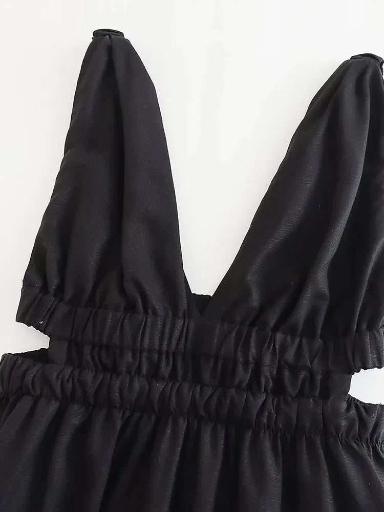 Detalhe do Vestido Feminino Midi com Decote em V