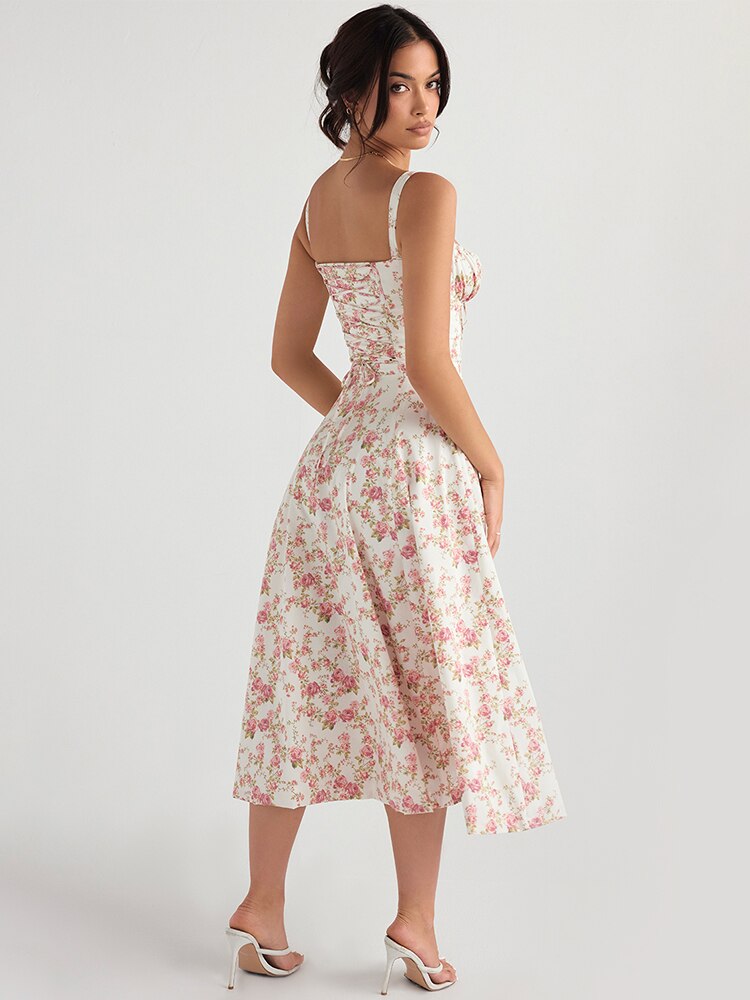 Cómo Estilizar tu Vestido Femenino Midi Floral con Tirantes Anchos
