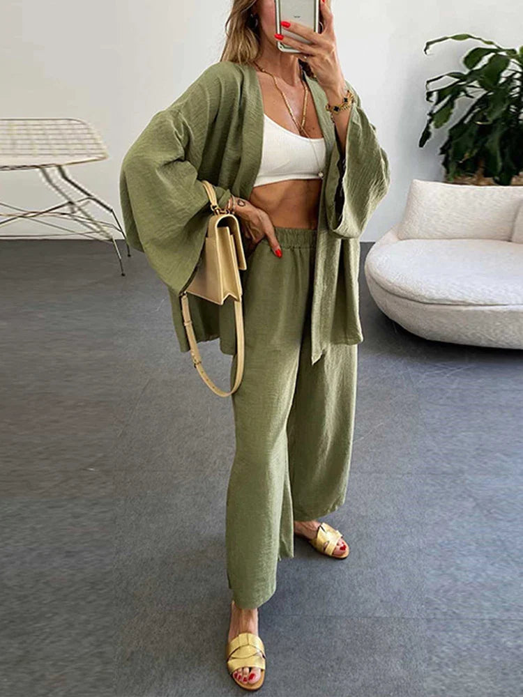 Conjunto Feminino Kimono e Calça Comfy
