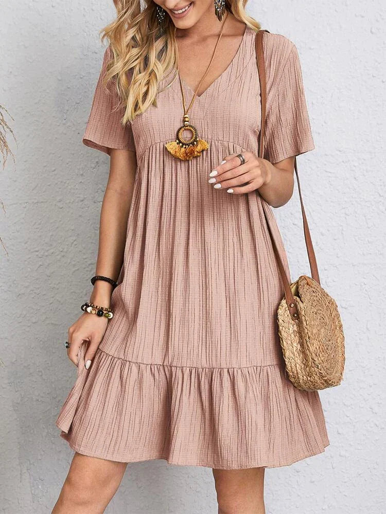 Detalle del Vestido Femenino Midi con Manga Volante